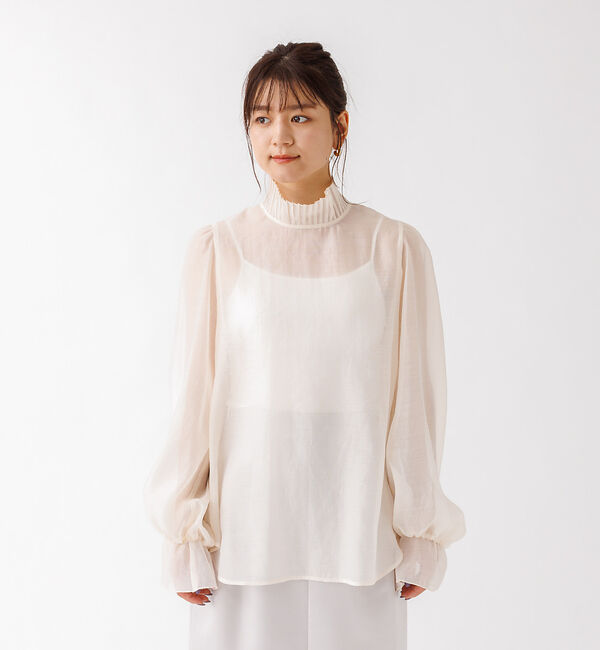 Rouge vif「プリーツネックシアーブラウス」|シャツ・ブラウス|