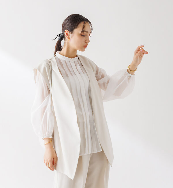 Rouge vif「【セットアップ対応】ノーカラー  ジレジャケット」|ベスト・ジレ|