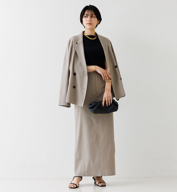 Rouge vif「麻混サイドスリットタイトスカート」|スカート|