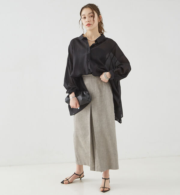 Rouge vif「ラメリネンスリットスカート」|スカート|