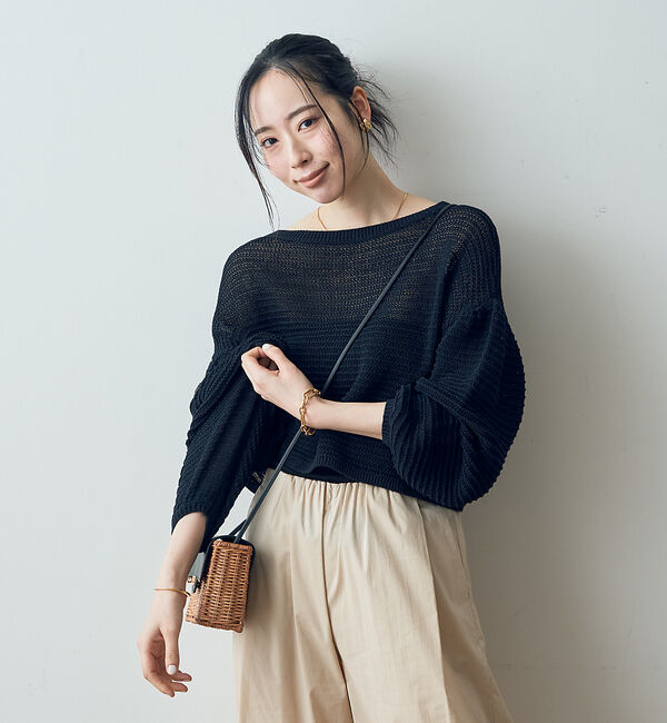 Rouge vif「麻混 変形天竺ニットプルオーバー」|ニット・セーター|