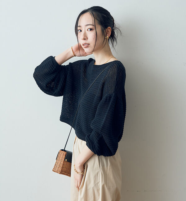 Rouge vif「麻混 変形天竺ニットプルオーバー」|ニット・セーター|