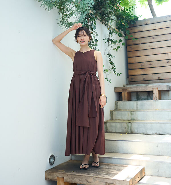 Rouge vif「【一部店舗限定】コットンローンノースリーブリボンワンピース」|ワンピース|