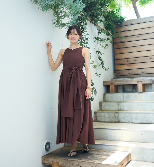 Rouge vif「【一部店舗限定】コットンローンノースリーブリボンワンピース」|ワンピース|