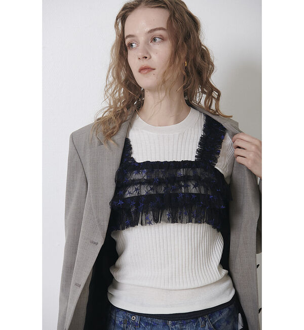 Rouge vif「シルク混ワイドリブプルオーバーニット」|ニット・セーター|