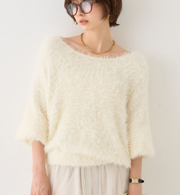 Rouge vif「【人気2025AW新色追加】【一部店舗限定】3wayルーズラメニット/オフショル」|ニット・セーター|ホワイト