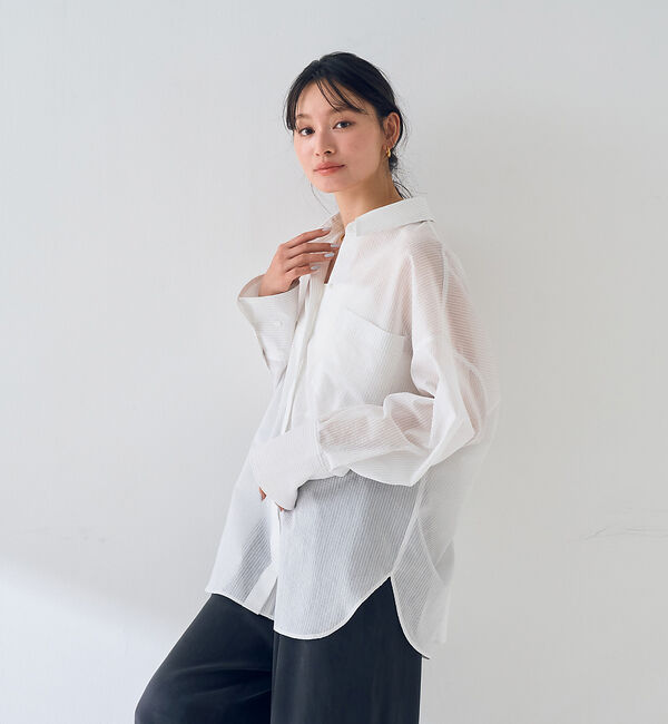 Rouge vif「【新色登場！】バックツイストピンストシャツ」|シャツ・ブラウス|