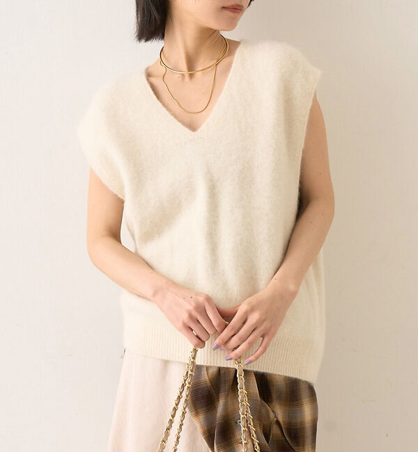 Rouge vif「フォックスウール ニットベスト」|ニット・セーター|アイボリー