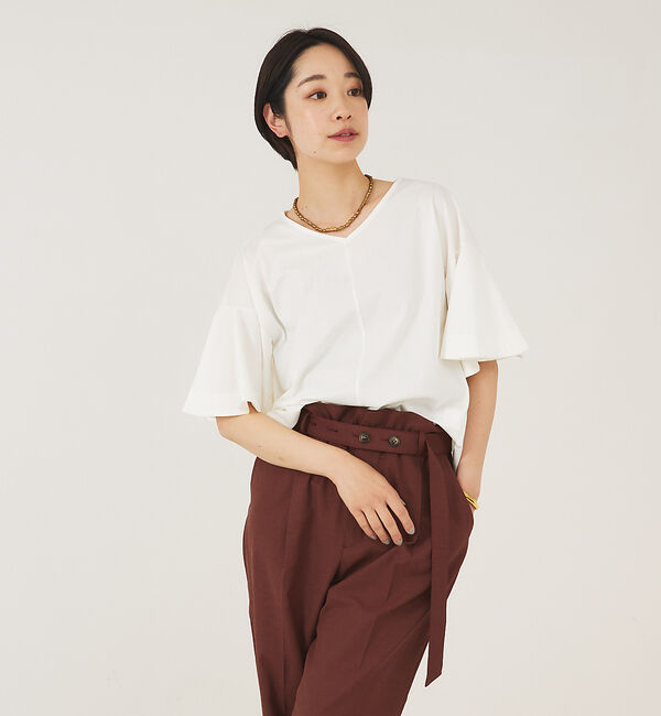 qualite「フレアスリーブカットソー」|Tシャツ・カットソー|ホワイト