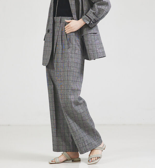 qualite「【セットアップ対応】リネングレンチェックパンツ」|その他|チェック