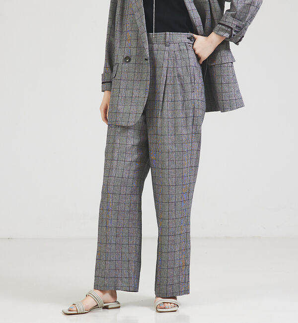 qualite「【セットアップ対応】リネングレンチェックパンツ」|その他|