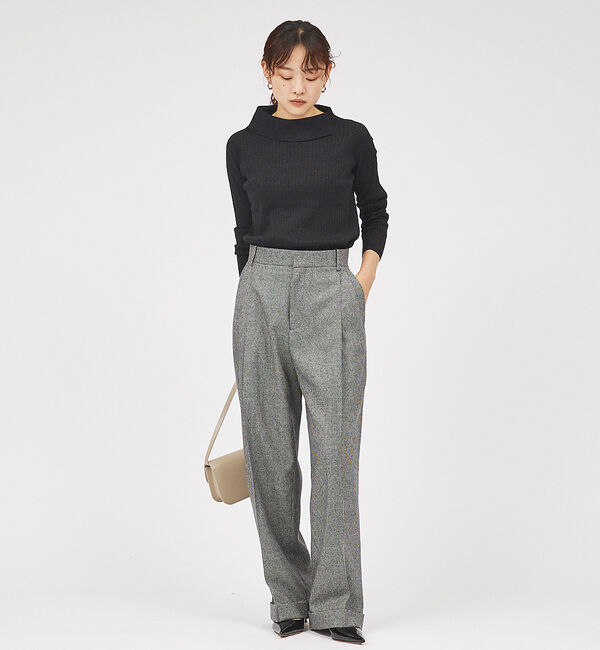 qualite「サイドスリットカラーリブニット」|ニット・セーター|