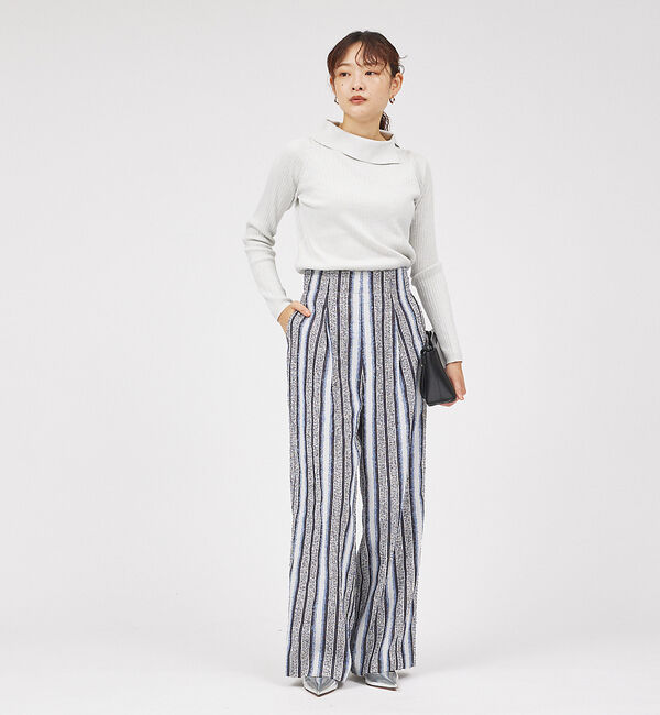 qualite「サイドスリットカラーリブニット」|ニット・セーター|