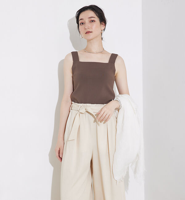 qualite「【セットアップ対応】接触冷感/レーヨンストレッチニットノースリーブ」|キャミソール|