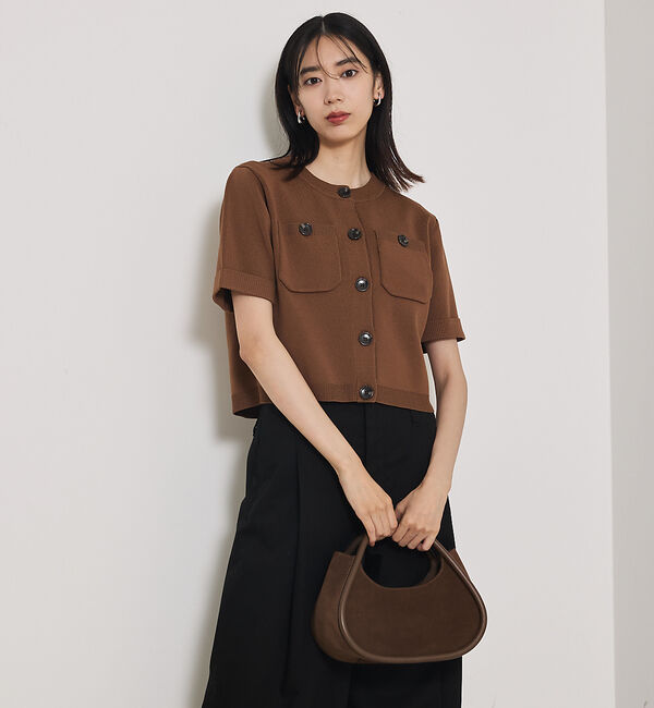 qualite「ショートスリーブカーデ」|カーディガン|ブラウン