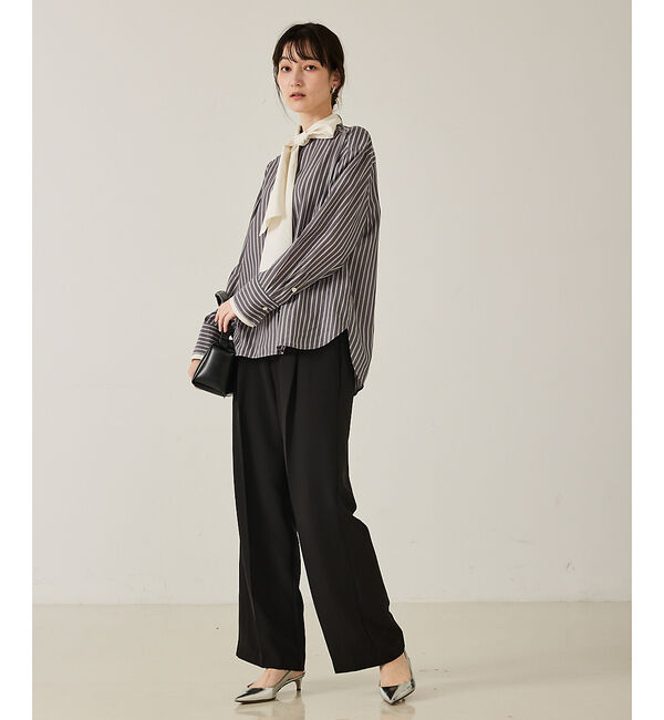 qualite「【ボウタイ取り外し可能】クレリックボウタイブラウス」|シャツ・ブラウス|