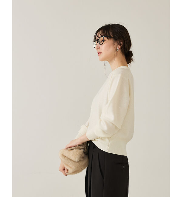 qualite「【スウェット気分で着られる】スパンコールニット」|ニット・セーター|