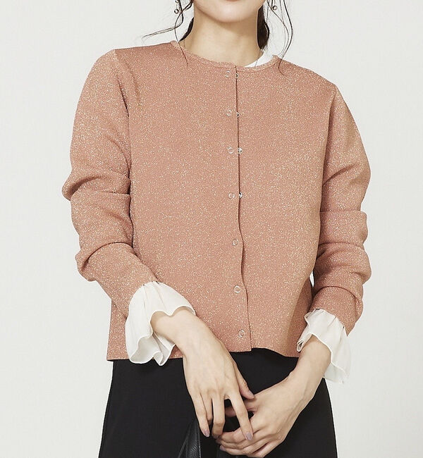 abahouse mavie「ラメプレーティング２ＷＡＹカーデ」|カーディガン|ピンクベージュ