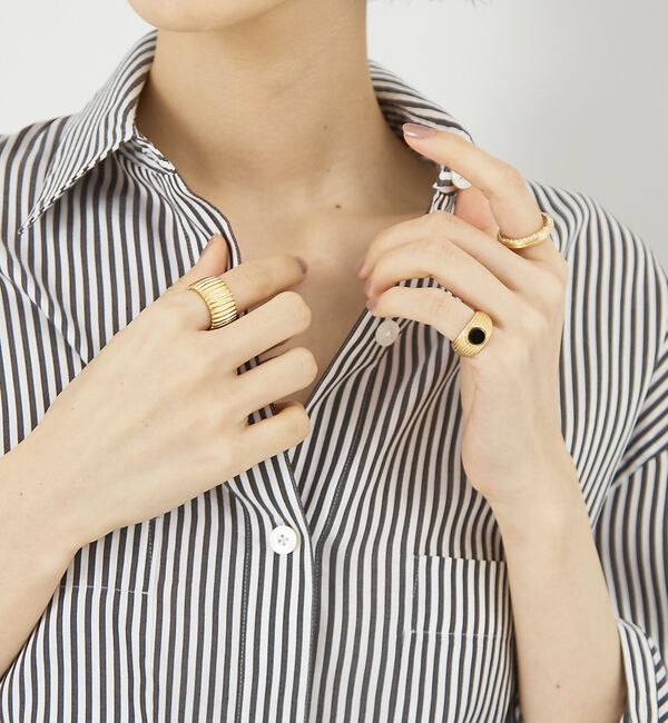 The Store by C' 「【studioDEVE】Wave Motion Signet Ring Blac」|リング|