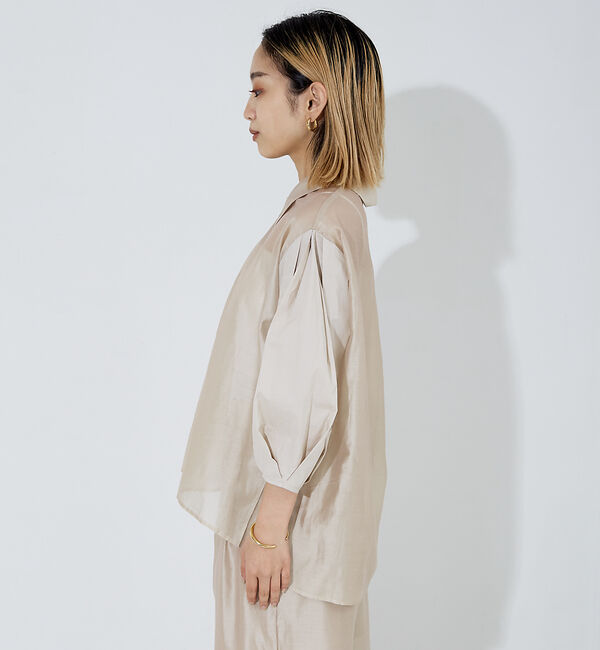 NOMINE「【セットアップ着用可】シアー コンビ5分袖 襟付きシャツ」|シャツ・ブラウス|