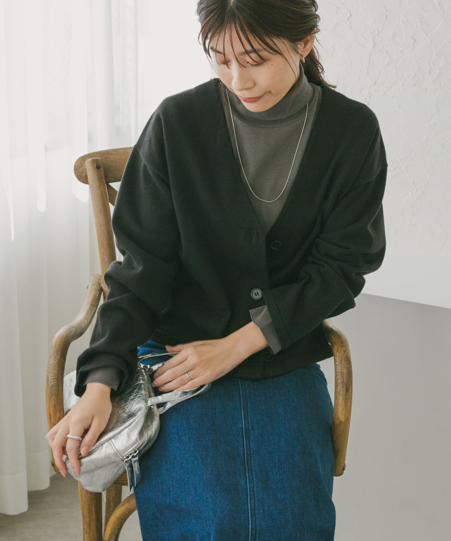 URBAN RESEARCH DOORS「『UR TECH 200日ニット』Vネックカーディガン」|カーディガン|