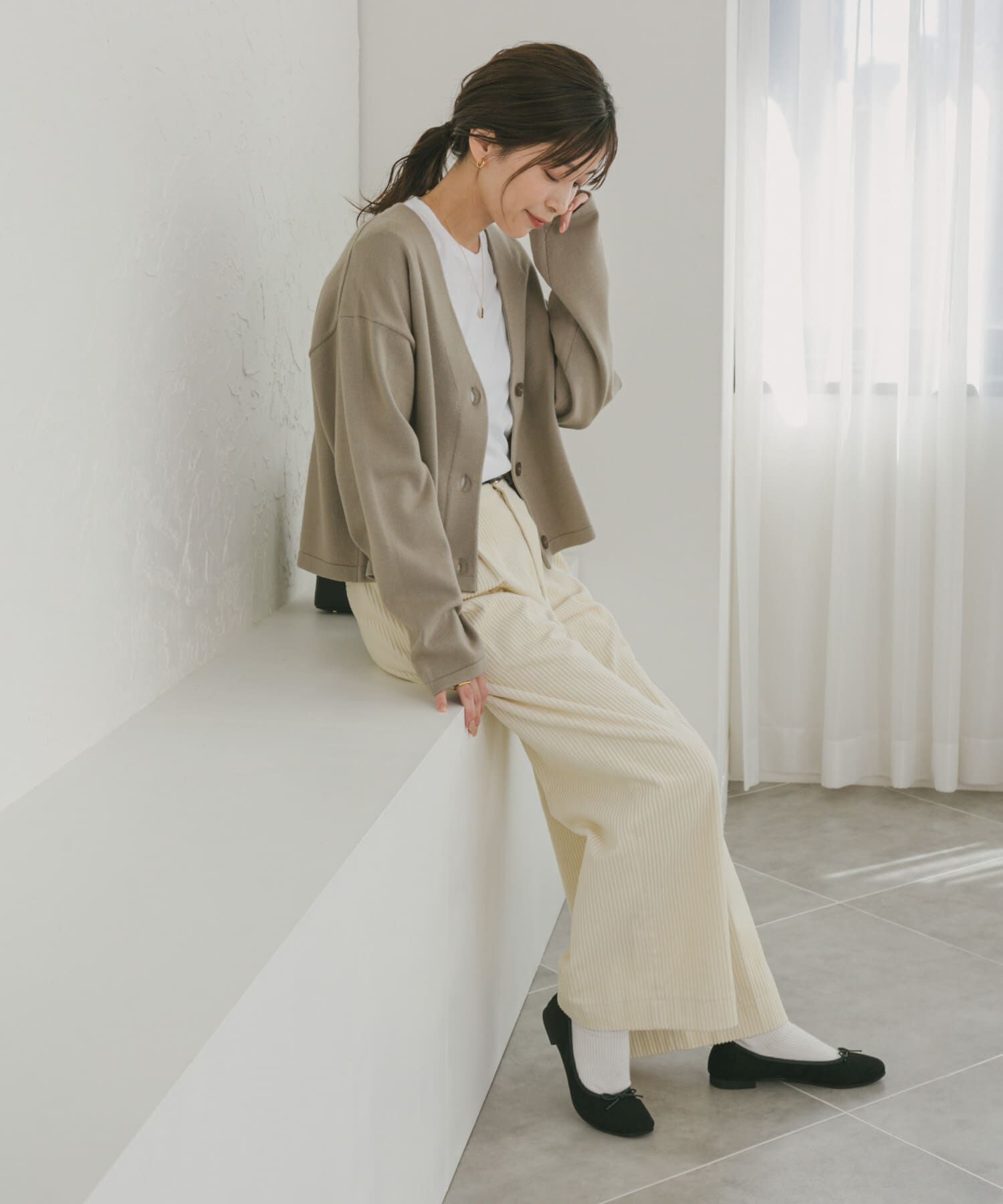 URBAN RESEARCH DOORS「『UR TECH 200日ニット』Vネックカーディガン」|カーディガン|