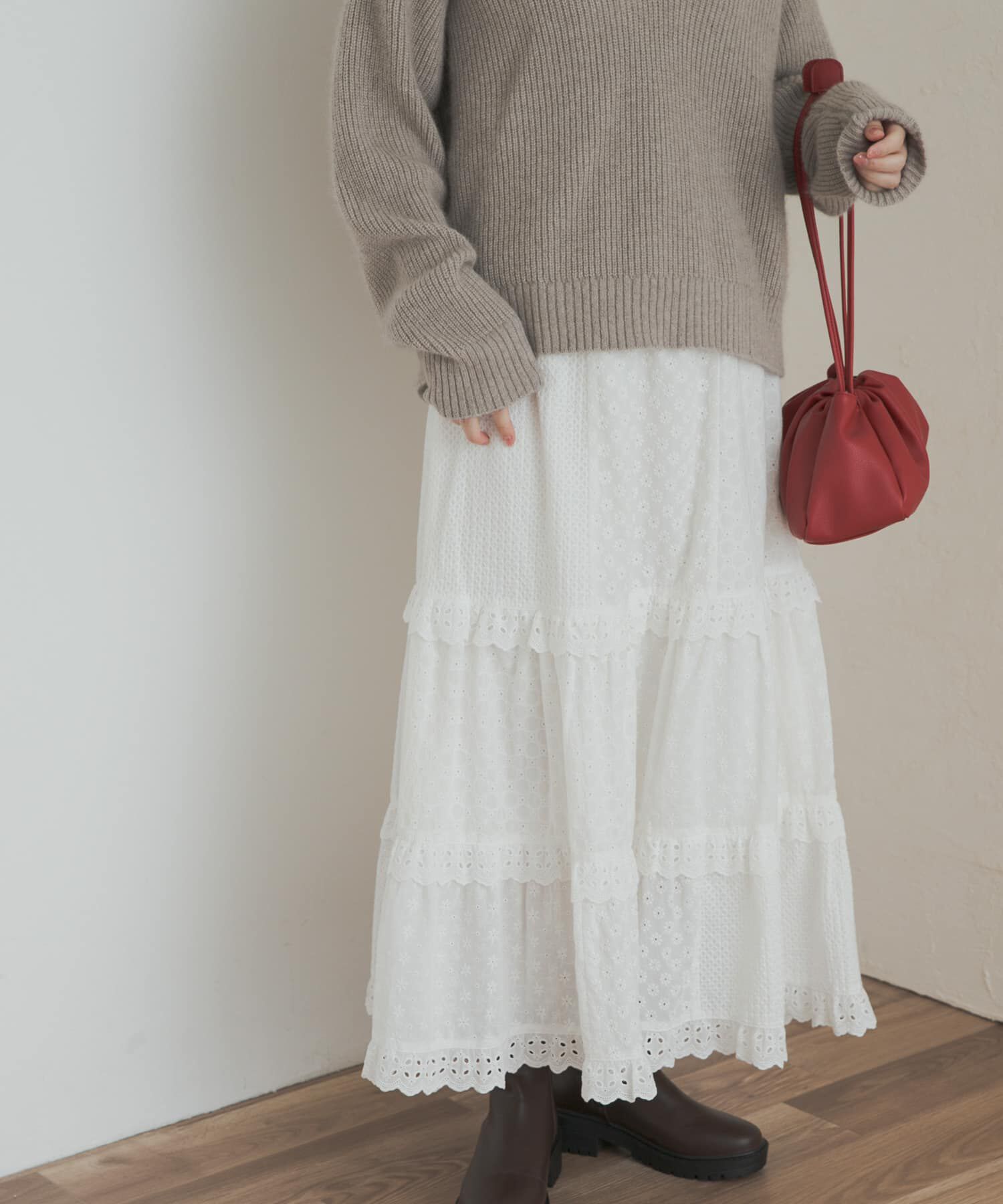 URBAN RESEARCH DOORS「レースティアードスカート」|スカート|