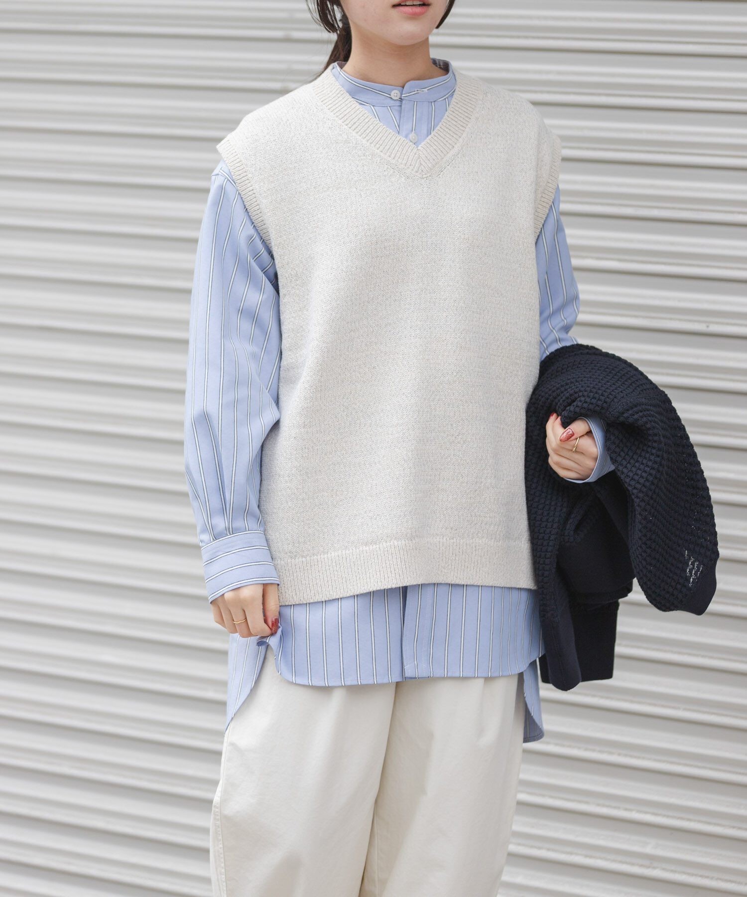 URBAN RESEARCH DOORS「FORK&SPOON　テープヤーンVネックニットベスト」|ベスト・ジレ|