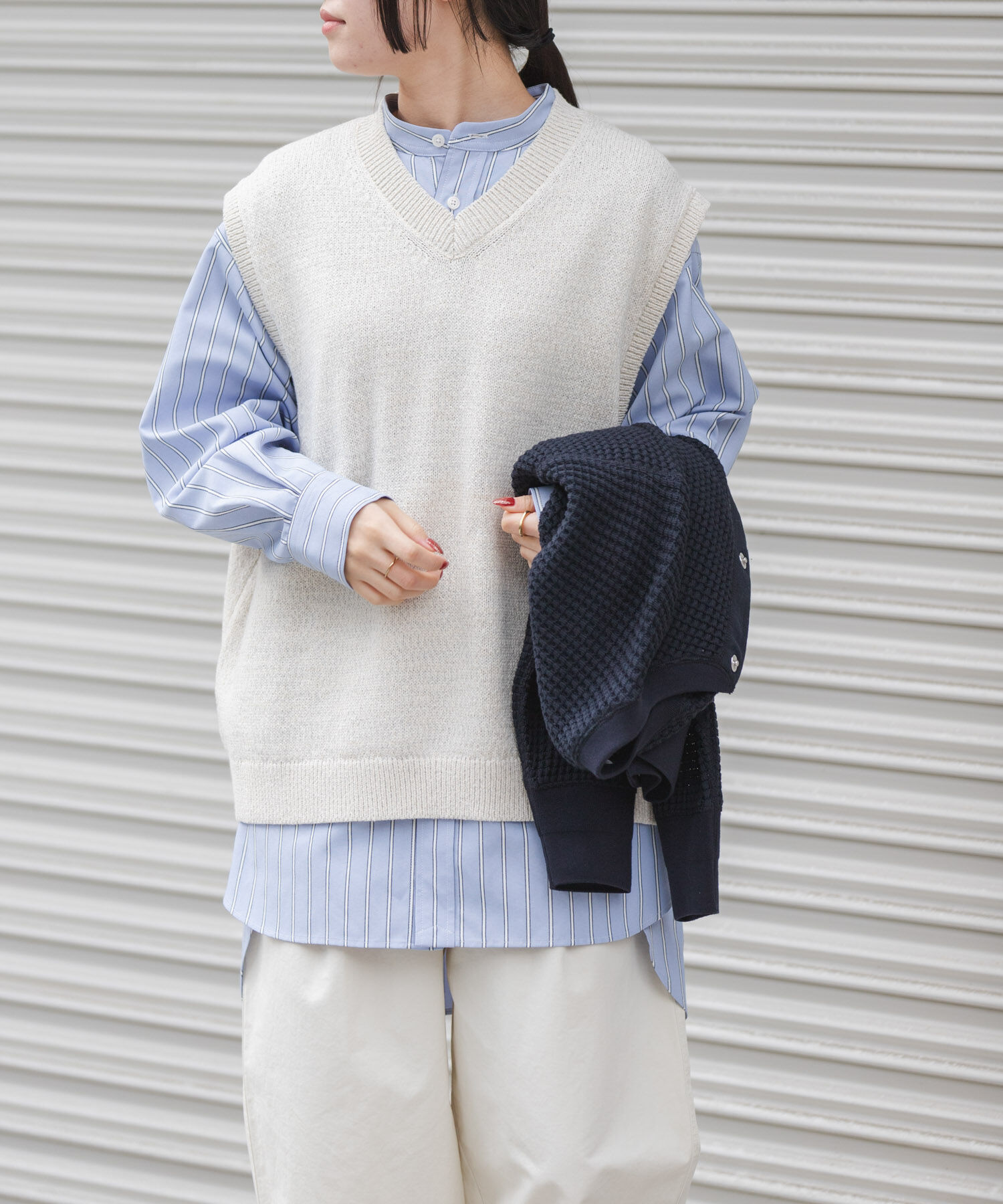 URBAN RESEARCH DOORS「FORK&SPOON　テープヤーンVネックニットベスト」|ベスト・ジレ|