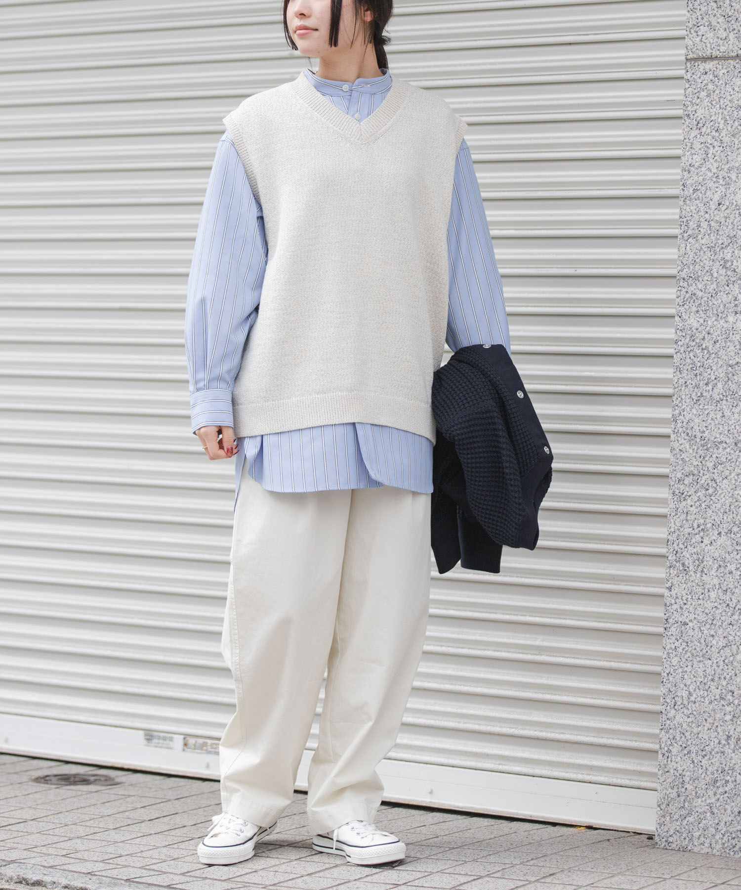 URBAN RESEARCH DOORS「FORK&SPOON　テープヤーンVネックニットベスト」|ベスト・ジレ|