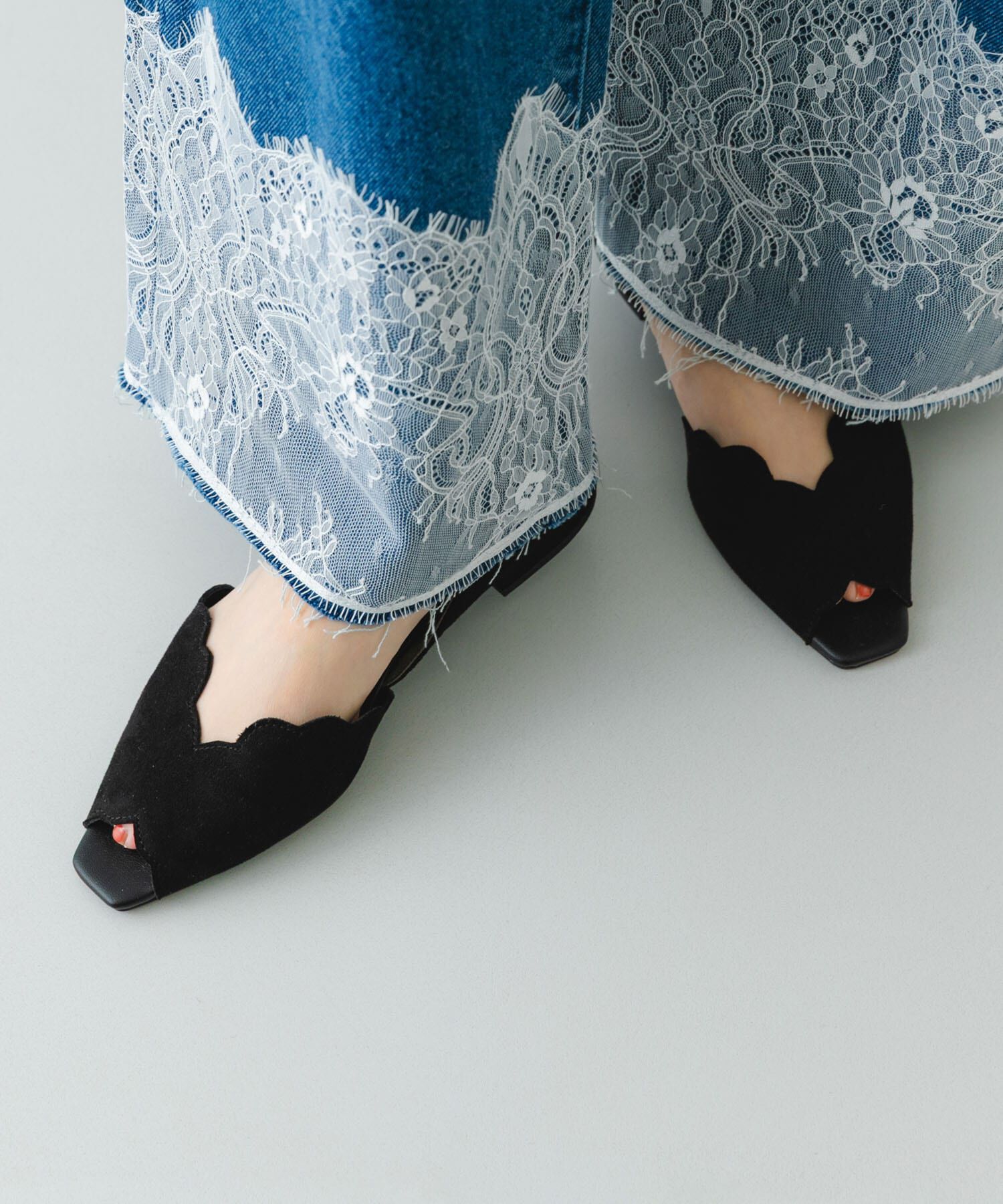 RODE SKO「ピープトゥスカラップセパレートサンダル」|サンダル|