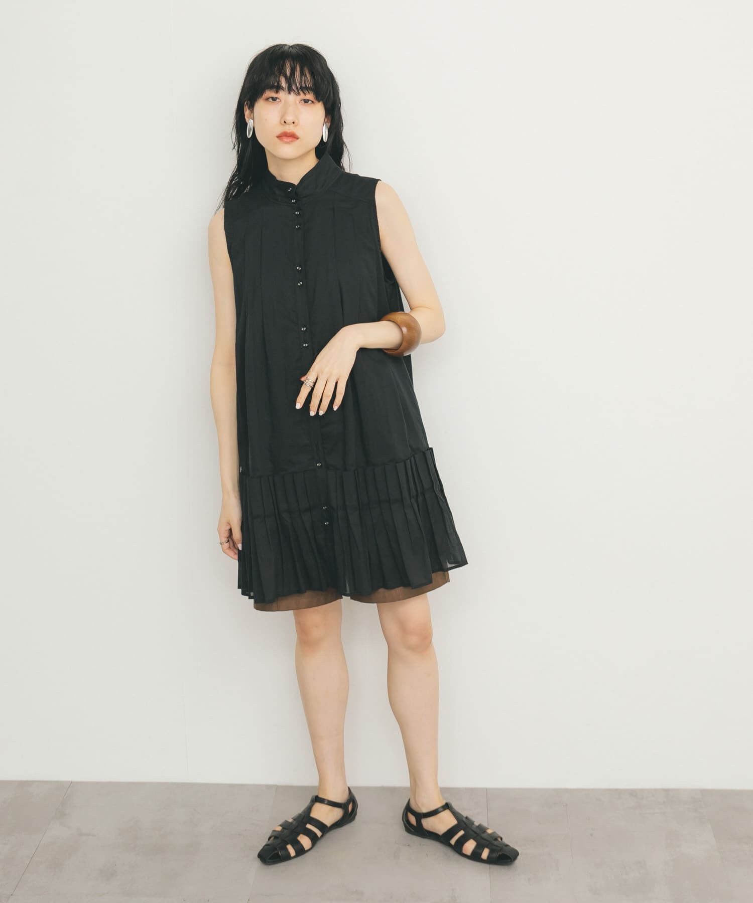  「スリーブレスタックプリーツワンピース」|ワンピース|