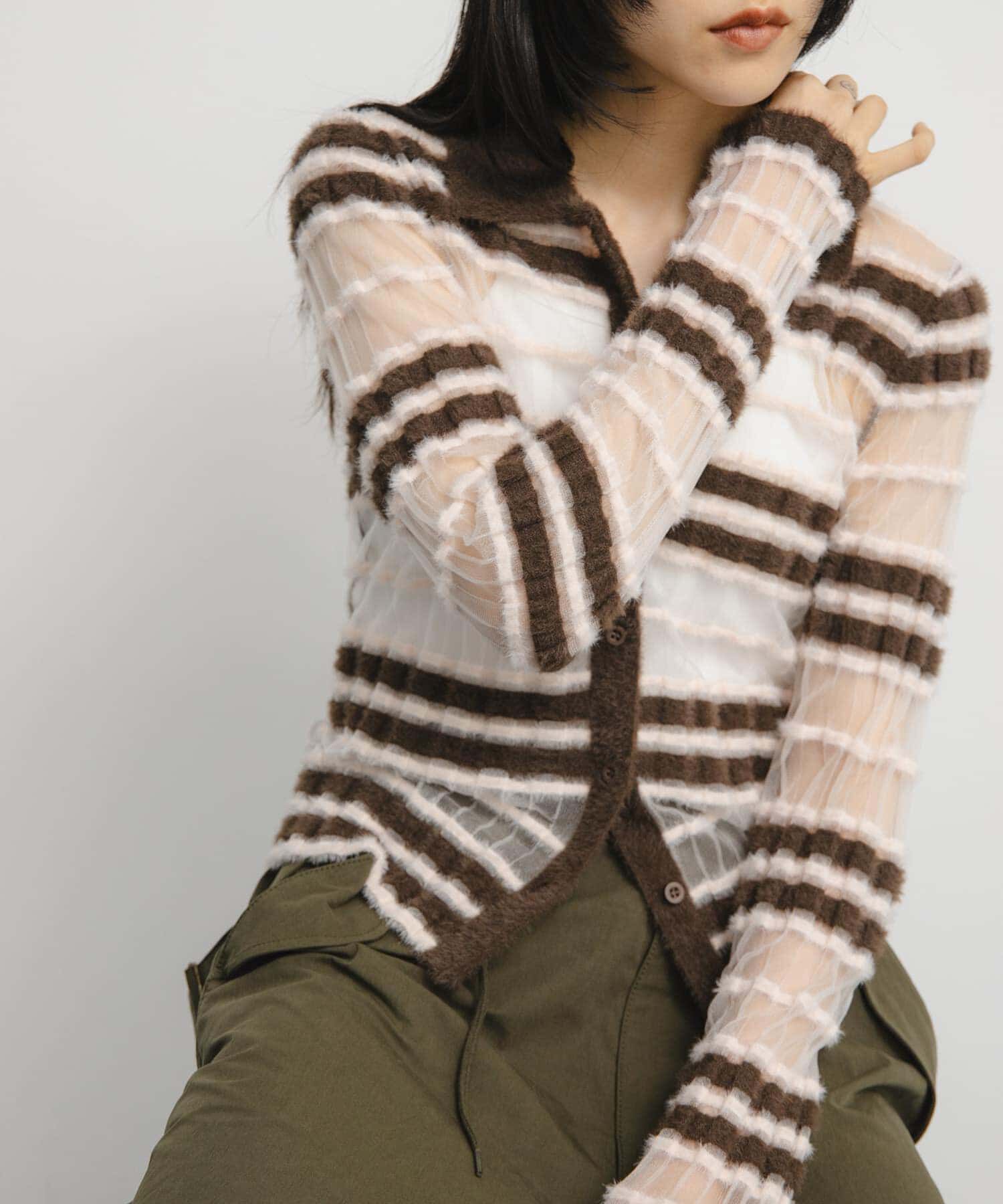  「シアーボーダーフェザーニット」|ニット・セーター|