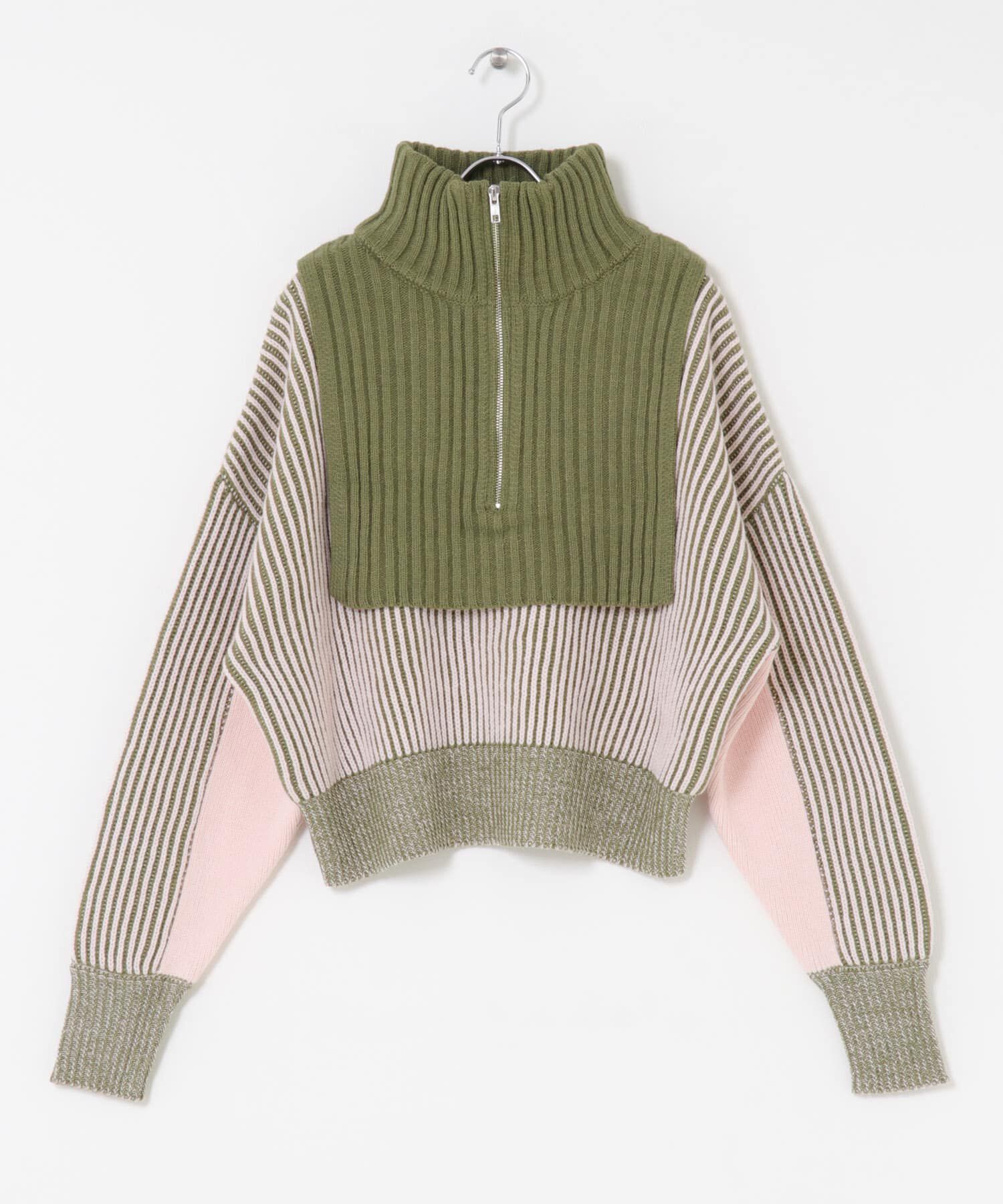  「レイヤードハーフZIPニット」|ニット・セーター|