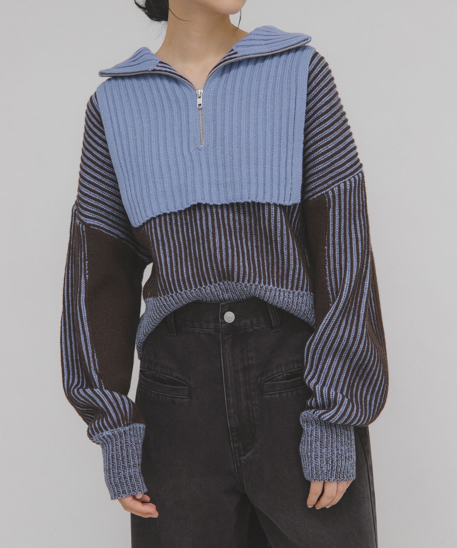  「レイヤードハーフZIPニット」|ニット・セーター|