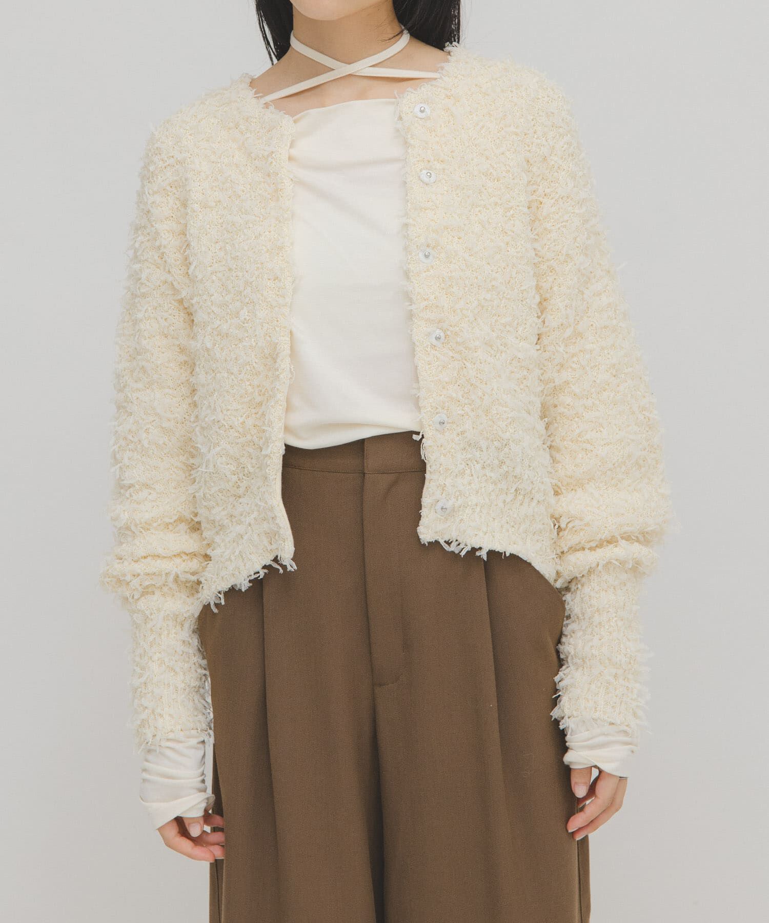  「チュールフリンジカーディガン」|ニット・セーター|