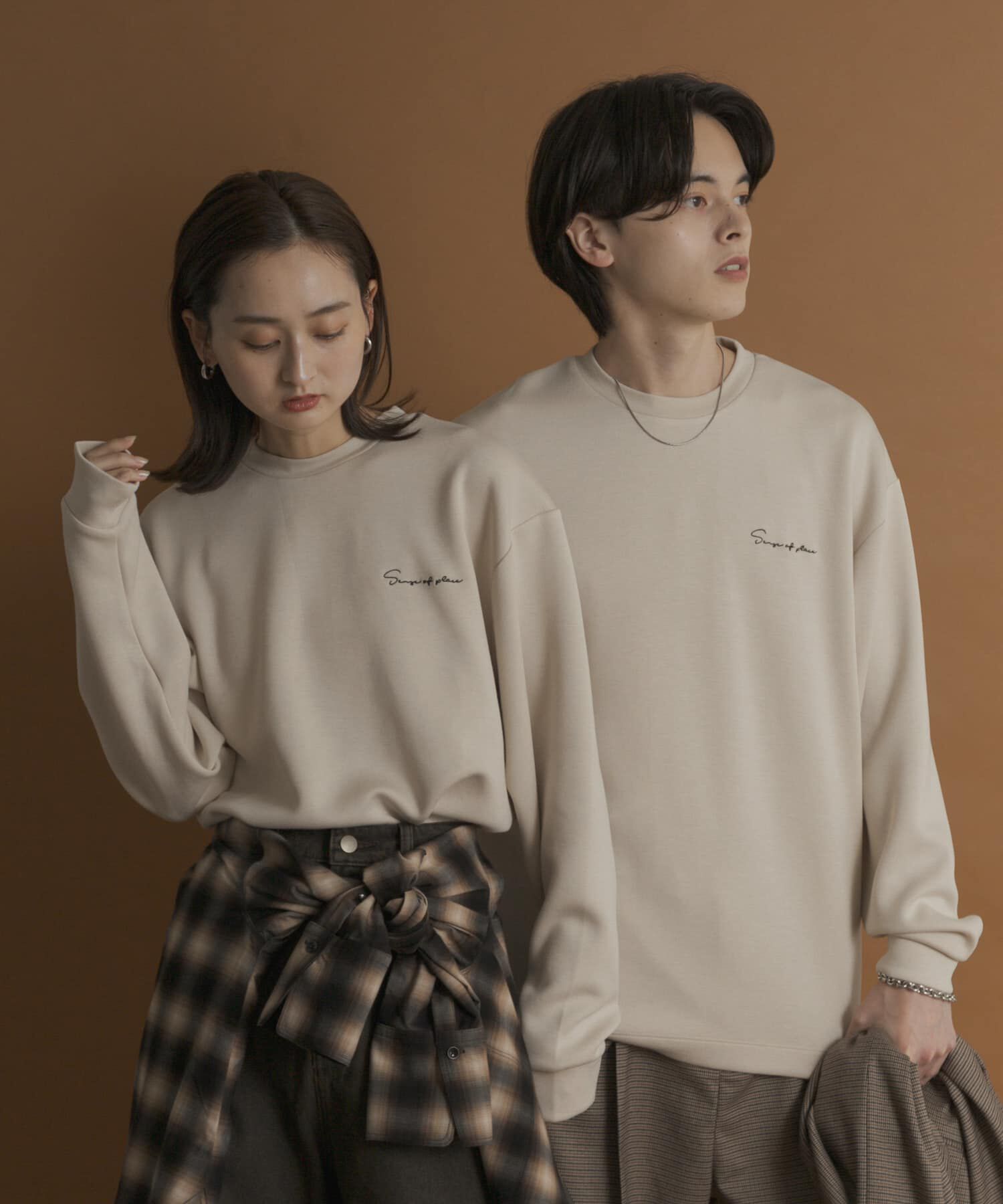 SENSE OF PLACE by URBAN RESEARCH「『一部WEB限定カラー』シシュウダンボールポンチロングTシャツ」|Tシャツ・カットソー|ライトベージュ