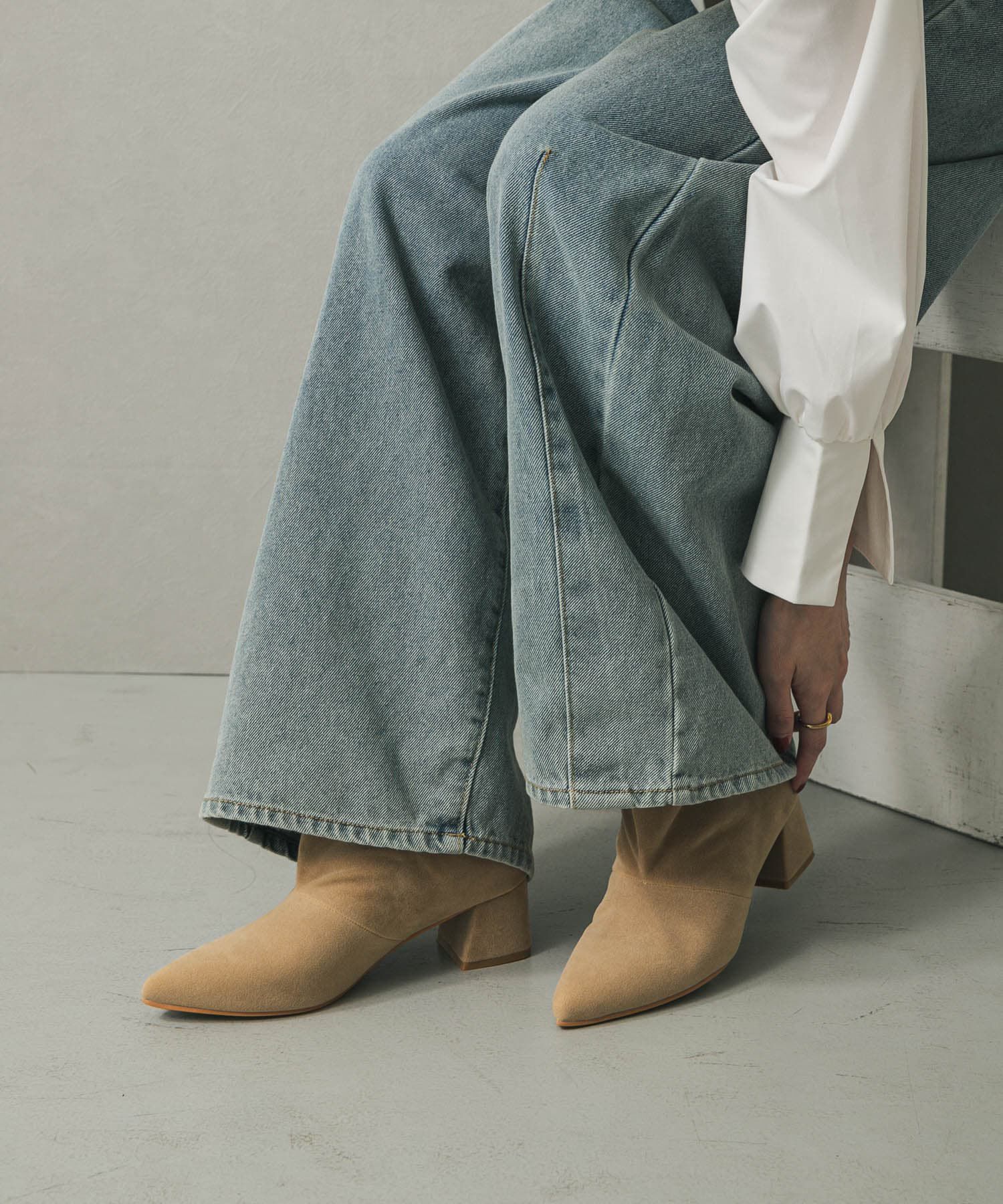 SENSE OF PLACE by URBAN RESEARCH「ワイドシャフトミドルブーツ」|ショートブーツ|ベージュ