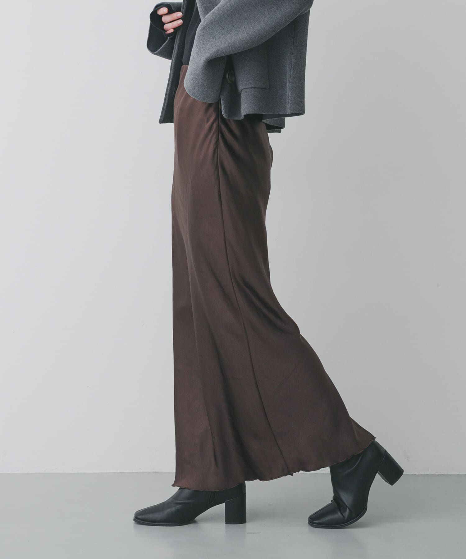 SENSE OF PLACE by URBAN RESEARCH「サテンアイラインスカート」|スカート|ブラウン