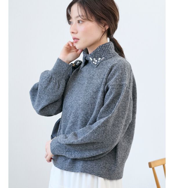  「2wayスパンコール襟ニット」|ニット・セーター|