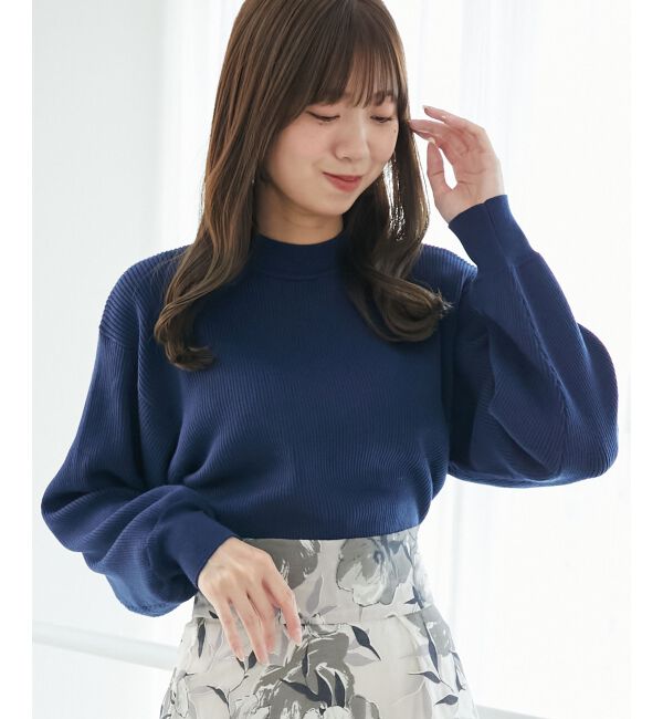 MAJESTICLEGON「ボリュームスリーブニット」|ニット・セーター|ネイビー