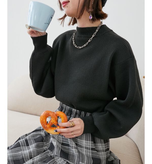 MAJESTICLEGON「ボリュームスリーブニット」|ニット・セーター|ブラック