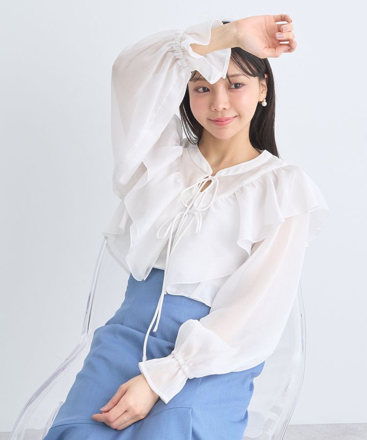 earth music&ecology「シアーラッフルショートボレロ」|シャツ・ブラウス|