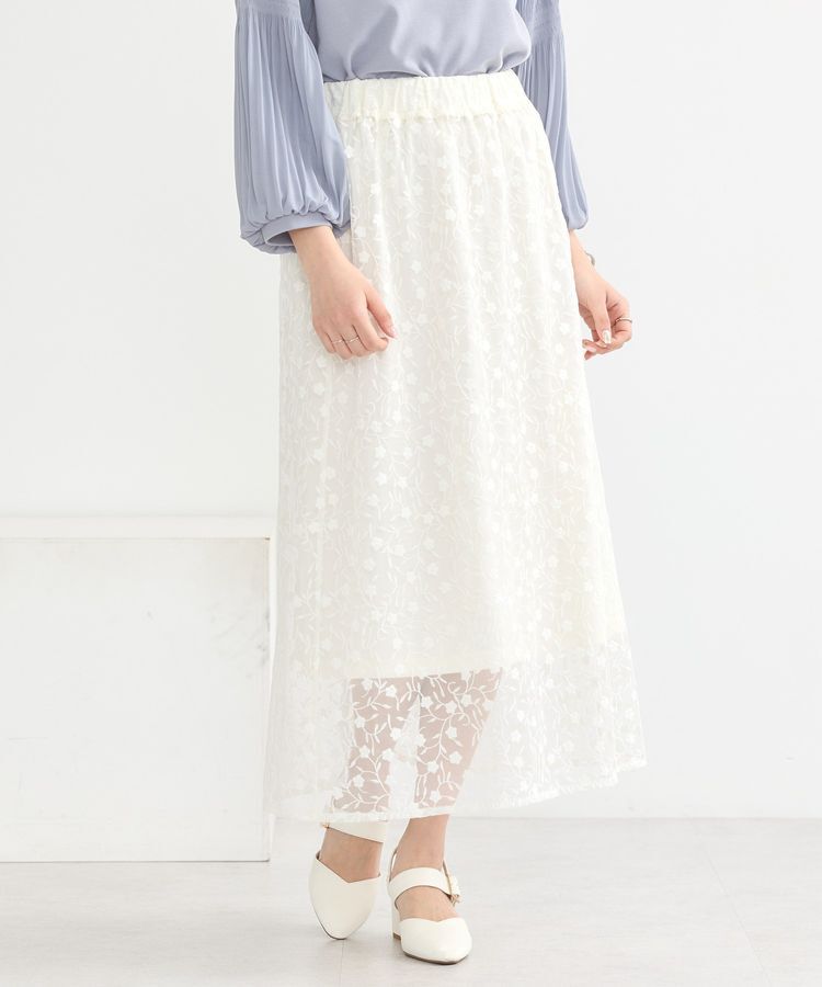 earth music&ecology「シアーレースレイヤードスカート」|スカート|