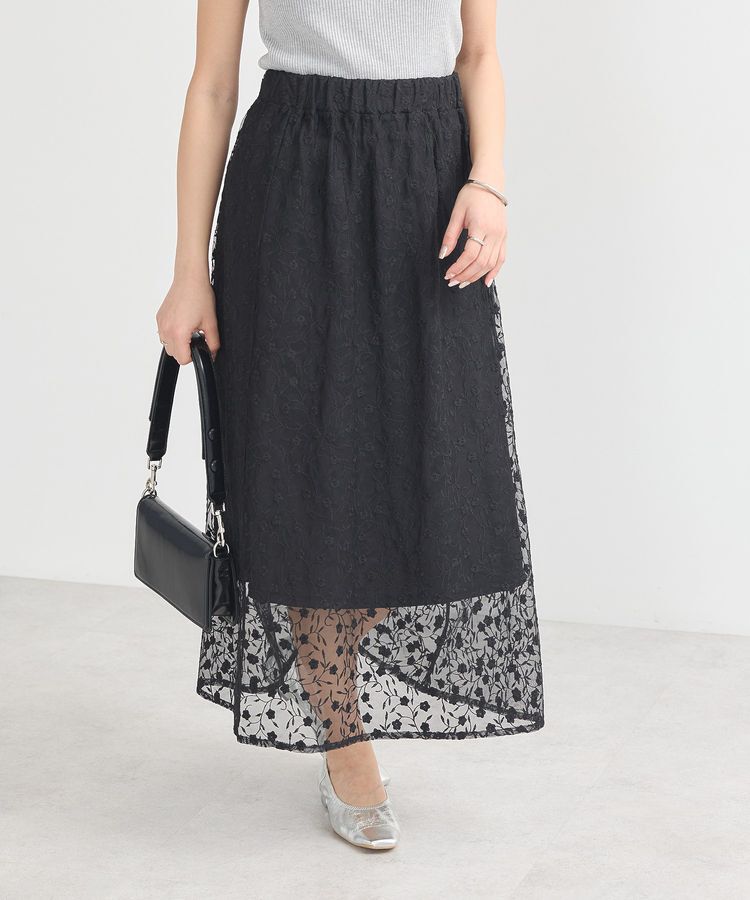 earth music&ecology「シアーレースレイヤードスカート」|スカート|