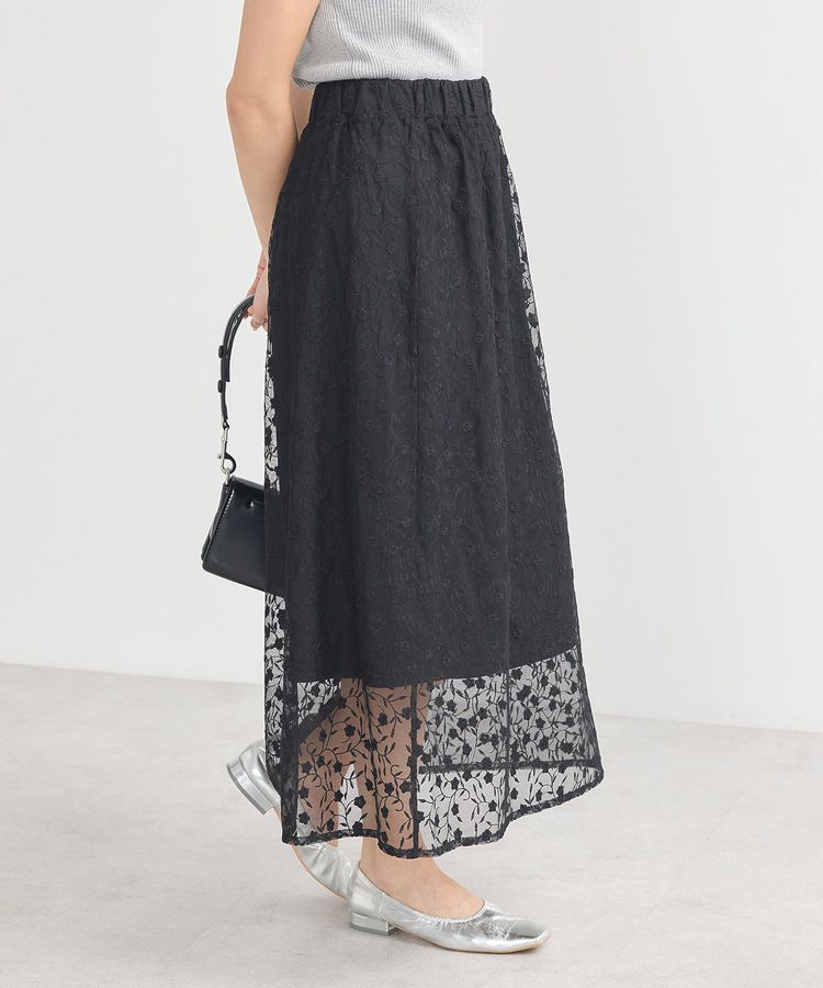 earth music&ecology「シアーレースレイヤードスカート」|スカート|