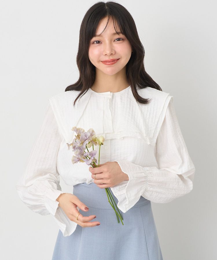 earth music&ecology「2WAYスクエアラッフルカラーブラウス」|シャツ・ブラウス|