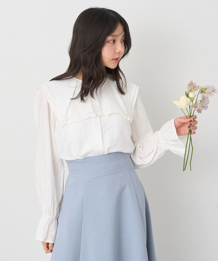 earth music&ecology「2WAYスクエアラッフルカラーブラウス」|シャツ・ブラウス|