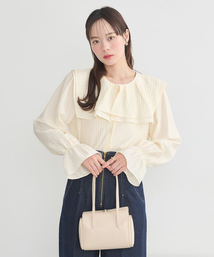 earth music&ecology「2WAYスクエアラッフルカラーブラウス」|シャツ・ブラウス|