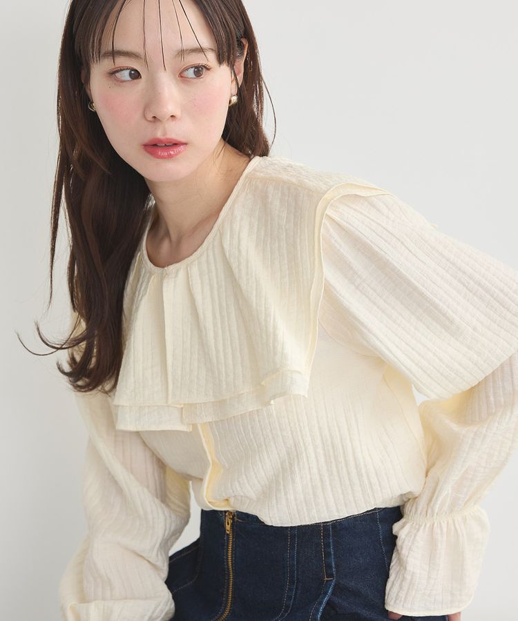 earth music&ecology「2WAYスクエアラッフルカラーブラウス」|シャツ・ブラウス|Yellow